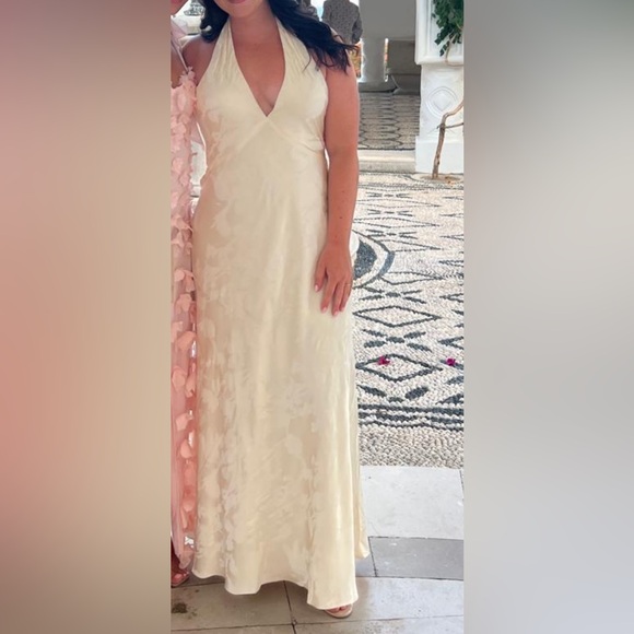 Azazie Size 12 Cream Halter Dress - Picture 2 of 4